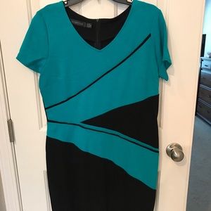 Homeyee Teal and Black patchwork dress